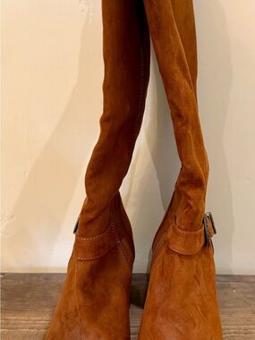 BAMBOO Over-The-Knee Suede Boots in Cognac